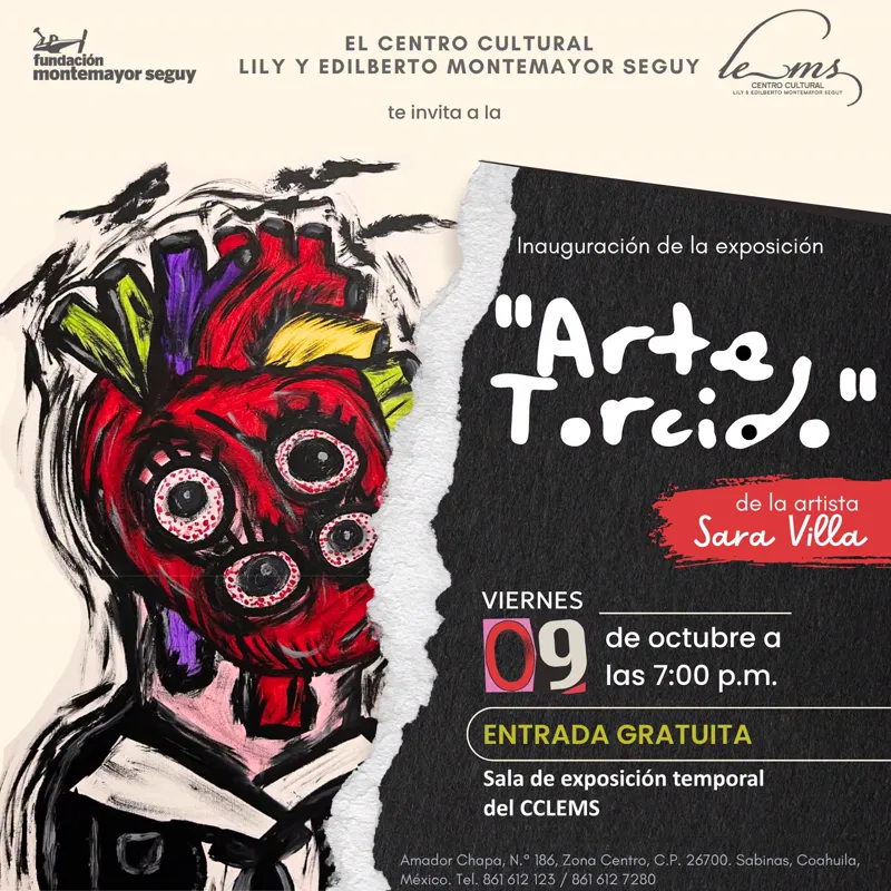 Cartel oficial de la inauguración de Arte Torcido en el CCLEMS